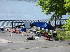 The scene of a deadly shooting in Harlem in the Manhattan borough of New York June 20, 2022.