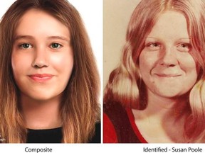 A composite of Susan Poole and a photo of the teen, who disappeared in 1972.