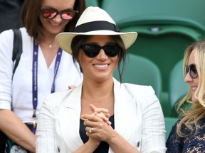 Meghan Markle, Duchess of Sussex, attends the Wimbledon Tennis Championship in London, July 2019.
