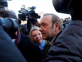 Actor Kevin Spacey arrives to face a sexual assault charge at Nantucket District Court in Nantucket, Mass., Jan. 7, 2019.