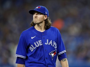 Kevin Gausman of the Toronto Blue Jays during a game against the Baltimore Orioles at Rogers Centre on June 16, 2022 in Toronto.