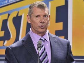 WHO? ME? Vince McMahon attends a press conference to announce that WWE Wrestlemania 29 will be held at MetLife Stadium in 2013 at MetLife Stadium on February 16, 2012 in East Rutherford, New Jersey.