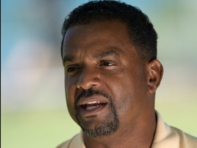 Actor Alfonso Ribeiro gives an interview during the second practice round at the ACC Golf Championship presented by American Century Investments on July 7, 2022 at Edgewood Tahoe Golf Course in Stateline, Nevada.