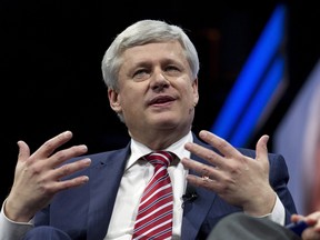 Stephen Harper speaks at the 2017 American Israel Public Affairs Committee (AIPAC) policy conference in Washington, Sunday, March 26, 2017.