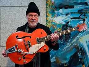 Canadian musician Randy Bachman is reunited with his original guitar in Tokyo, Japan, Friday, July 1, 2022.