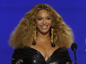 Beyonce appears at the 63rd annual Grammy Awards in Los Angeles on March 14, 2021.