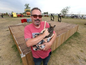 Mike Sheppard, owner of Cobb's Adventure Park in Calgary, poses at the attraction on Wednesday, August 10, 2022. The park will be hosting an adults-only drag night and has received threats.