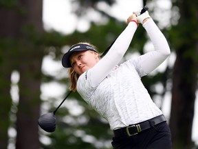 Brooke Henderson hits her tee shot on the 18th hole during the second round of the CP Women's Open.