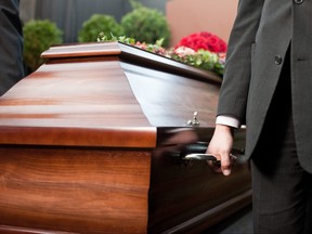 A casket is pictured in this file photo.