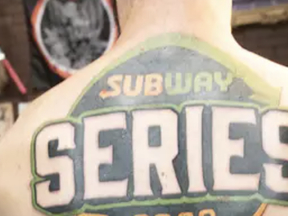 James Kunz, from Colorado, got a 12-by-12 inch Subway tattoo to win free subs for life.