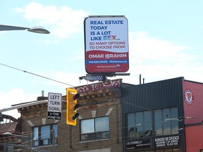 A real estate billboard ad at St. Clair Ave. W. and Dufferin St. has prompted various reactions on Tuesday August 2, 2022.