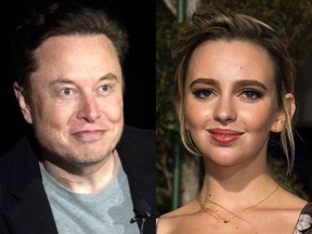 Elon Musk, left, and Natasha Bassett.