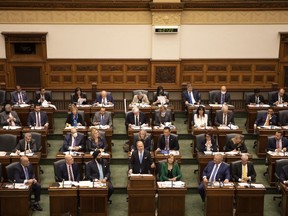 Peter Bethlenfalvy, Ontario's Minister of Finance delivers the provincial government's 2022 budget at the Queens Park Legislature, in Toronto, on Thursday, April 28, 2022.