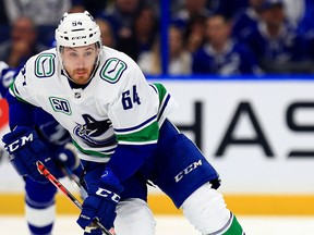 Tyler Motte #64 on the Vancouver Canucks is coming to Ottawa.