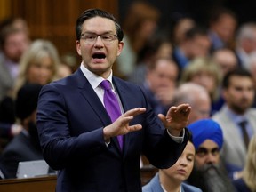 Canada's Conservative Party of Canada Leader Pierre Poilievre speaks during Question Period in the House of Commons on Parliament Hill in Ottawa on Sept. 22, 2022.