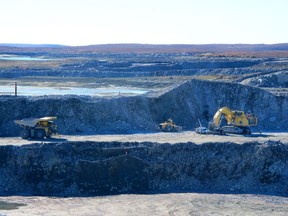 A view of the open pit at at the De Beers' diamond mine in Gahcho Kue in the Northwest Territories on Sept. 19, 2016.