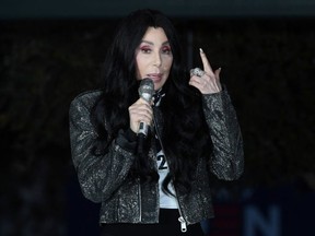 Singer/actress Cher campaigns for Joe Biden and Kamala Harris at an early vote rally at a residential shopping centre on Oct. 24, 2020 in Las Vegas, Nevada.