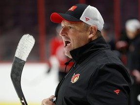 Ottawa Senator coach D.J. Smith during the Senators first day of 2022 training camp at the Canadian Tire Centre.