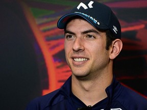 Williams' Canadian driver Nicholas Latifi attends a press conference at the Autodromo Nazionale circuit in Monza on September 8, 2022 ahead of the Italian Formula One Grand Prix.