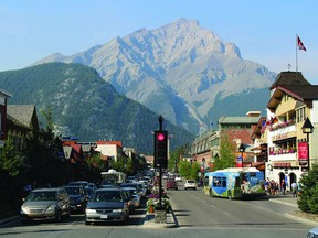 A view of Banff Avenue, the town's main thoroughfare.