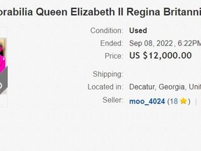 A teabag was listed on eBay following Queen Elizabeth II's death.