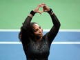 Serena Williams of the United States gestures to the crowd after a match against Ajla Tomljanovic of Australia on day five of the 2022 U.S. Open tennis tournament at USTA Billie Jean King Tennis Center.