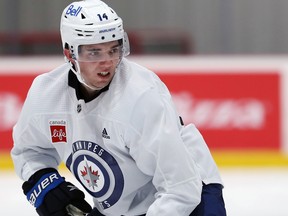 Ville Heinola at Winnipeg Jets training camp at Bell MTS Iceplex on Thursday, Sept. 22, 2022.