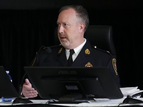 Ottawa Police Service Inspector Robert Bernier responds to questions while appearing as a witness at the Public Order Emergency Commission in Ottawa, on Wednesday, Oct. 26, 2022. THE CANADIAN PRESS/Sean Kilpatrick