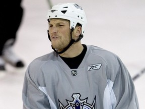 You can guess the word Sean Avery is screaming out loud during Kings practice at Lakeshore Lions arena, Dec. 5, 2005.