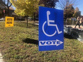 A municipal election polling station in Toronto on Monday, Oct. 24, 2022.
