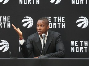 Toronto Raptors president Masai Ujiri, speaks to the media about the upcoming season and expanding the game globally on Monday September 26, 2022.