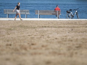 Parched conditions at a Vancouver park as dry, warm conditions continue in Vancouver.