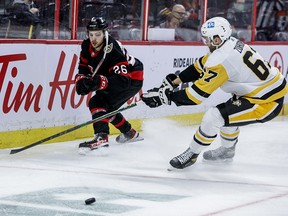 Pittsburgh Penguins forward Radim Zohorna skates in a game against the Ottawa Senators on Feb. 10, 2022.