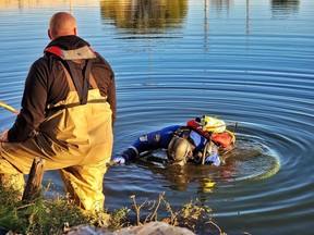 Dive team in Oklahoma pond.