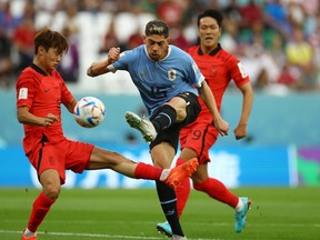 Uruguay's Federico Valverde shoots at goal.