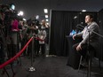Winnipeg Blue Bombers quarterback Zach Collaros responds to questions during media day in Regina, on Thursday, November 17, 2022. The Winnipeg Blue Bombers will be playing against the Toronto Argonauts in the 109th Grey Cup on Sunday. THE CANADIAN PRESS/Paul Chiasson