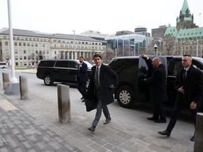 Prime Minister Justin Trudeau arrives to a cabinet meeting on Parliament Hill in Ottawa on Nov. 29, 2022.