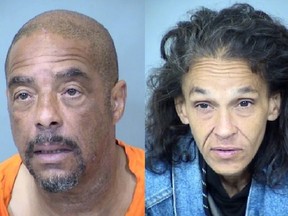 Mugshots of Thomas Wallace, left, and Ramona Gonzalez. He is accused of second-degree murder, she is accused of theft and fraud.