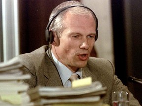 Janusz Walus testifies at the Truth and Reconciliation Commission hearing at Pretoria City Hall in Pretoria, South Africa, Aug. 20, 1997.