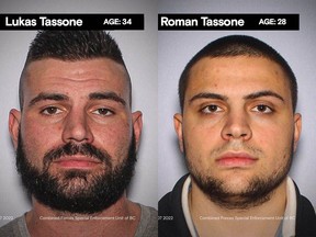 A Combined Forces Special Enforcement Unit of B.C. investigation that started in 2020 in the Lower Mainland and Okanagan resulted in charges against seven men. Two of them, Lukas and Roman Tassone, have warrants out for their arrest.