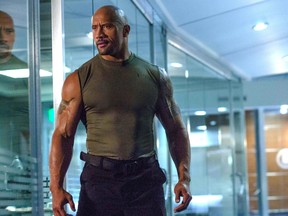Dwayne Johnson in a scene from Furious 7.