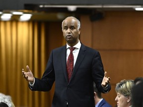 Minister of Housing and Diversity and Inclusion Ahmed Hussen rises during Question Period in the House of Commons on Parliament Hill in Ottawa on Thursday, Dec. 1, 2022.