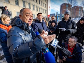Quebec Health Minister Christian Dubé speaks to media outside Maisonneuve-Rosemont Hospital about the situation in the emergency room of the east-end Montreal institute on Tuesday January 17, 2023.