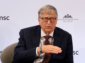 Bill Gates, co-chair of the Bill & Melinda Gates Foundation, speaks during a panel discussion at the 2022 Munich Security Conference in Munich, Germany, Feb. 18, 2022.