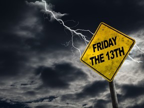 Friday the 13th Sign With Stormy Background