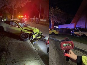 Two high-end BMWs were allegedly going 145 km/h in an 80 km/h zone on Highway 1 in North Vancouver before both crashed after using the Lloyd Avenue exit, said North Van RCMP.