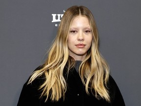 Mia Goth attends the 2023 Sundance Film Festival "Infinity Pool" Premiere at The Ray Theatre on Jan. 21, 2023 in Park City, Utah.