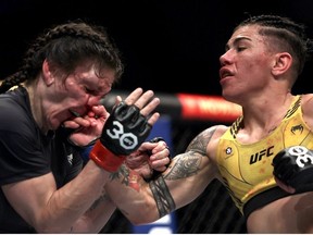 Jessica Andrade in action during her fight against Lauren Murphy on January 21, 2023 at Jeunesse Arena in Rio de Janeiro.