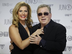 Juno host William Shatner and Elizabeth Anderson Martin on the red carpet during the 2012 JUNO Awards Show on April 1, 2012 in Ottawa.