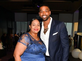 Tristan Thompson and his mother Andrea attend the Amari Thompson Soiree in Toronto, August 2019.